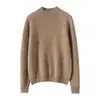 Suéter Básico de Cashmere 100% Puro com Gola Redonda para Mulheres, Gola Meio Alta, Simples, Tricotado, Peça de Baixo para Guarda-Roupa