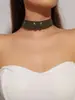 Collar de Encaje Retro Mingka Jewelry para Mujer, Cadena de Clavícula Exagerada Personalizada con Cristal Negro Gargantilla de Encaje