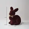 Musgo de terciopelo corto de imitación Conejo de Pascua adornos pequeños para escritorio de sala de estar decoraciones lindas Conejo de Pascua