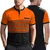 Verano Transfronterizo Ebay Camisa Polo de Manga Corta para Hombre con Estampado de Rayas Camiseta de Manga Corta Casual de Negocios Polo para Exteriores