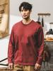 Camiseta de manga comprida retrô estilo americano para homens com base pesada de outono na moda para homens soltos em torno do pescoço