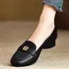 Zapatos planos retro de tacón grueso y punta redonda estilo francés para mujer, nueva colección otoño 2026, mocasines sin cordones
