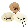 Sombrero de Sol para Mujer Moda Europea y Americana Temperamento Sombrero de Sol Verano Sombrero de Paja Tejido a Mano Listo para Usar Ala Ancha Grande Venta al por Mayor Transfronteriza