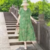 Novo vestido de algodão e seda estilo étnico para mulheres, estilo de férias de verão plus size, elegante vestido de praia de alta qualidade para mães