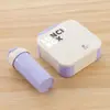 Lancheira e copo de água tipo flip-top para estudantes, lancheira quadrada de plástico com divisórias, lancheira para micro-ondas para trabalhadores de escritório com talheres