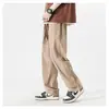 Pantalones Casuales con Botones para Hombre, Nuevo Estilo Americano High Street de Primavera y Otoño, Pantalones Rectos Holgados, Pantalones Largos Deportivos de Pierna Ancha de Secado Rápido, Modernos