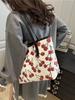 Bolsos para Mujer 2025 Otoño Nuevo Bolso de Compras Hombro Único Gran Capacidad Estampado de Cerezas Moda Bolso Tote Simple Bolso de Mano