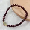 Pulseira de Cristal Garnet Vermelho Vinho Natural para Mulheres Prata S925 Ornamento de Peixe Koi Joia de Mão Leve de Nicho Presente para Namorada