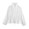Comercio exterior transfronterizo al por mayor 2026 nueva moda europea y americana para mujer chaqueta top casual holgada con cuello alto y cordón
