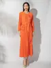 Vestido Elegante Nuevo de Tres Dimensiones con Flor de Uña Resistente de Dobladillo Grande, Vestido Largo Holgado con Pliegues para Mujer, Transfronterizo Europeo y Americano