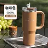 Taza Térmica Rompehielos para Mujer Gran Capacidad Taza con Popote y Asa para Coche Taza Doble para Beber Tetera Tapa Magnética Sitarayuri