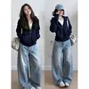 Chamarra sudadera con capucha color cúrcuma para mujer, nuevo cárdigan corto de principios de otoño 2026, top versátil y que estiliza estilo coreano