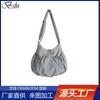Bolso de Hombro Lavado de Moda Nuevo, Bolso Cruzado Casual y Versátil, Estilo Japonés Estilo Diseño Relajado Bolso de Hombro con Cierre de Cordón