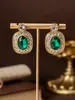 Pendientes Vintage de Zirconia Esmeralda, Pendientes Retro de Alta Gama, Pendientes Vintage Incrustados de Diamantes Estilo Palacio para Mujer