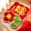 Tapetes Espessos para Mesinha de Cabeceira de Casamento, Tapetes de Chão para Entrada, Tapete Vermelho de Casamento, Tapetes de Casamento, Tapetes Domésticos Antiderrapantes com Palavras Felizes