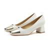 5299-A1 Tacón Cuadrado Tacones Altos Mujer Otoño 2025 Nuevo Francés Tacón Medio Boca Baja Zapatos Profesionales de Trabajo