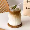Taza de Café Personalizada con Alto Valor Estético, Taza de Vidrio Gordita para Niñas, con Popote para Beber Leche, Taza de Té para Uso en Casa