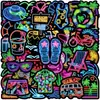 50 Pegatinas de Verano Neón Transfronterizas para Playa al por Mayor Pegatinas Impermeables de Graffiti para Botellas de Agua, Cascos, Cuadernos y Diarios
