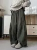 Calça Larga Plissada Solta Estilo Retrô Japonês Perna Larga Masculina e Feminina Nova para Primavera e Outono Casual Versátil Cintura Elástica Calça Cargo Longa
