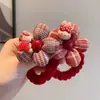 Diadema de Flores Roja a Cuadros para Año Nuevo para Niños en Otoño e Invierno, Diadema Linda de Dibujos Animados, Diadema para Niñas, Accesorios para el Cabello