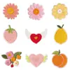 Parches bordados florales y de frutas frescas, parches de margarita, fresa y durazno para ropa y bolsos, parches termoadhesivos de corazón y ala