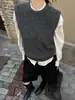 Chaleco de Punto Gris sin Mangas de Lujo Estilo Francés para Mujer, Camisa de Otoño e Invierno, Suéter con Capas, Chaleco Superior
