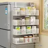 Estante de Almacenamiento Lateral para Refrigerador Estante para Suministros de Cocina Estante Colgante de Pared Lateral Multicapa para Botellas de Especias Película Adhesiva Sin Perforaciones