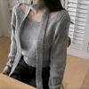 Suéter Retro Coreano de Moda 2025 con Hombros Descubiertos y Mangas Largas para Mujer, Versátil Top Halter