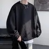 Sudadera jacquard de cuello redondo para hombre, camiseta de manga larga, ropa casual holgada estilo americano para primavera/otoño, sin capucha, adecuada como capa intermedia o capa base