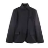 Para Comércio Exterior Transfronteiriço Europeu e Americano Roupas Femininas Aliexpress Mais Vendidas Primavera Comuter Blazer Preto de Gola Alta e Conjunto de Calças de Barra Larga