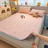 Juego de tres piezas de alfombrilla de seda helada de enfriamiento de dibujos animados clase A para verano, dormitorio de estudiante, alfombrilla suave con aire acondicionado, lavable a máquina 1