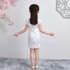 Cheongsam Infantil Nuevo Verano Jacquard Estilo Occidental Vestido de Princesa Lenguaje de las Flores para Hacer Hermoso Vestido Cheongsam de Jacquard
