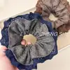 Scrunchie de Renda Bordada com Borda Vazada Maillard para Mulheres Estilo Coreano Coque de Cabelo Elástico para Cabelo Corda de Cabelo Faixa de Cabelo Elástico para Mulheres