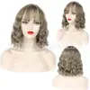 Pelucas europeas y americanas degradadas con flequillo, cabello rizado corto y largo, fibra sintética teñida, patrón de onda de agua, peluca completa al por mayor