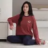 Pijama de Algodão Puro Manga Longa Plus Size para Mulheres 2026 Novo Estilo Confortável Todo Algodão Simples Roupa de Casa Conjunto Casual