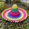 Sombrero de Halloween Estilo Étnico Mexicano Disfraz Cos Capa Sombrero de Paja Adulto Niños Disfraz para Actuación Sombrero de Color