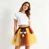 Falda de Malla para Cosplay de Acción de Gracias para Adultos, Falda Tutú con Elementos de Pavo, Falda Corta Linda y Original, Falda Abullonada