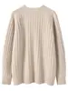 Nuevo suéter de punto de cachemira con hombros caídos y mangas raglán para mujer, caída de otoño e invierno, cuello en V, holgado, estilo casual, suéter base de color liso