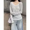 Camisa de rayas con cuello transparente para protección solar para mujer, top de diseño de verano