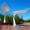 Arcada Curva de Aço Inoxidável, Estrutura de Aço de Forma Especial, Corredor Paisagístico, Pavilhão de Metal Moderno para Parque, Escultura de Ferro em Forma de Árvore