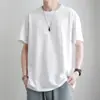 Camiseta masculina de algodão de manga curta masculina de verão marca de moda masculina Camiseta Branca simples versátil cor sólida meia-manga camisa base