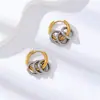 Pendientes de Aro Grandes y Pequeños Transfronterizos Europeos y Americanos Pendientes de Dos Tonos Elegantes de Nicho Pendientes Desmontables de Acero Inoxidable de Múltiples Usos para Mujer