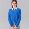 [Lana 100% Engrosada] Moda Otoño e Invierno Más Fácil de Combinar Raya Vertical Cuello Redondo Tejido Chaqueta para Mujer Cárdigan de Lana para Mujer