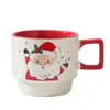 Taza de Cerámica de Santa Claus Transfronteriza Taza de Dibujos Animados Creativa Regalo de Navidad Regalo Taza de Café para el Hogar Recuerdo