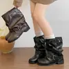 Botines gruesos para mujer 2026 primavera/otoño nuevos botines de media caña apilados con tacones altos gruesos, botas estilo caballero Martin adelgazantes