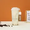 Termo Taza con Popote de Acero Inoxidable 316 con Revestimiento Interior de Cerámica, Taza de Regalo, Alto Valor Estético, Diseño de Lirio del Valle, Decoración del Hogar, Café Estilo Americano