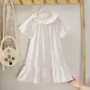 Nuevos Pijamas Dulces de Encaje Estilo Princesa para Mujer Verano Manga Corta Volantes Sueltos Bata Ropa de Casa