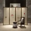 Biombo plegable partition móvil para sala de estar, estilo chino moderno simple, adecuado para hoteles, uso doméstico, dormitorio, sala de té, biombo plegable de madera maciza