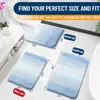 Juego de alfombrillas de baño de cachemir sintético a rayas degradadas, que incluye una alfombrilla de baño, una alfombrilla para el suelo del baño y una alfombrilla de entrada, todas ellas absorbentes, antideslizantes, resistentes a las manchas y fáciles de limpiar