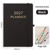 Planificador Diario de Una Página 2027 Transfronterizo Correa de Piel Suave PU Encuadernado con Cosido Cuaderno de Negocios Transfronterizo